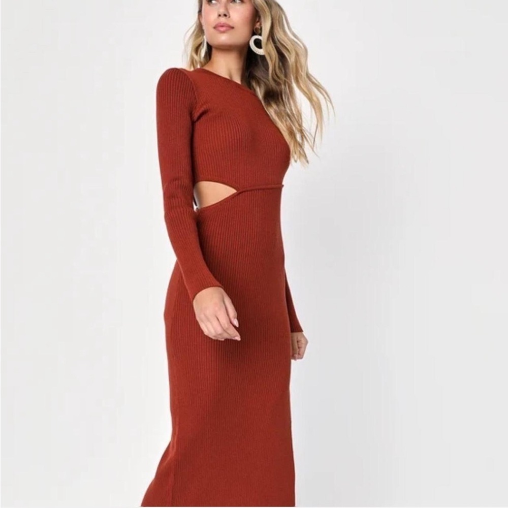 NEW Lulus Ribbed Sweater MIDI Dress - Picture 3 of 4